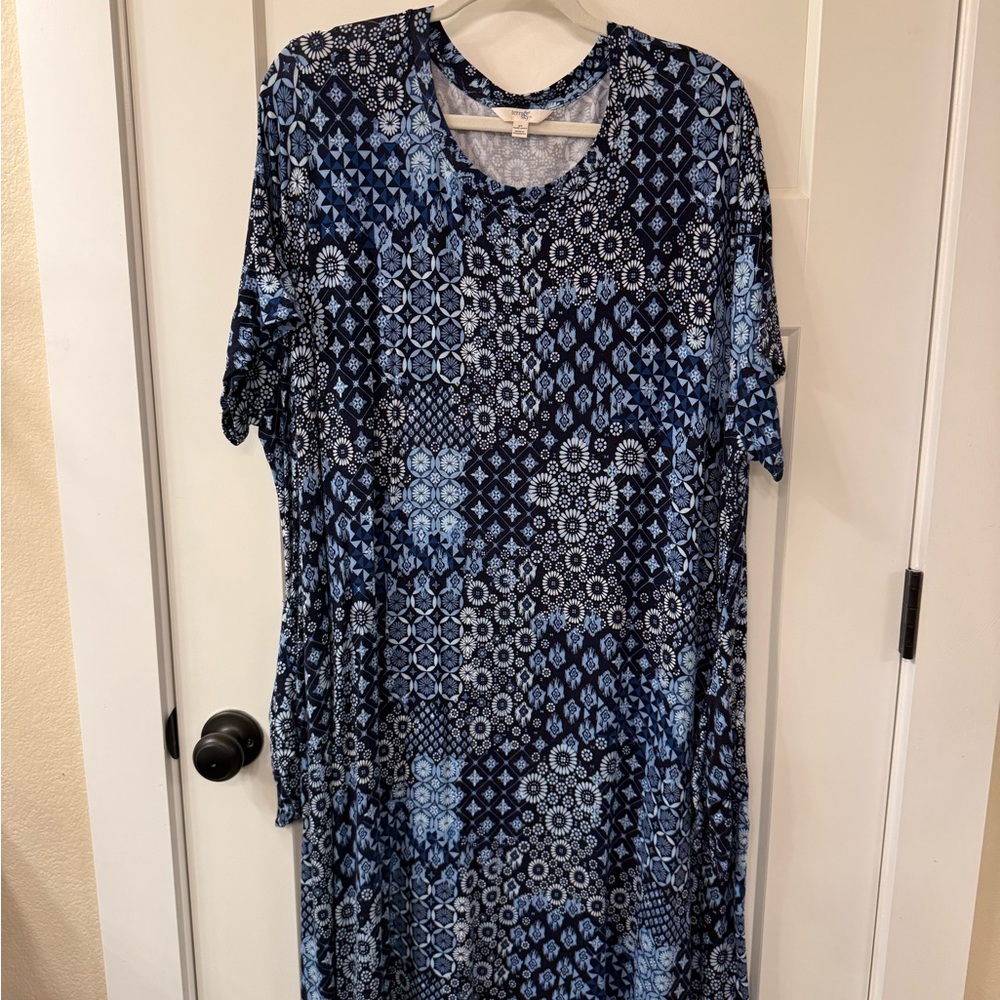 Terra & Sky Navy Geometric Midi Dress size 24/26